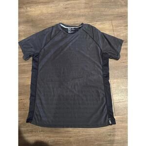 Saxx DropTemp Cooling Mesh Crew Short Sleeve Shirt Men's Sz Lg Black Heather